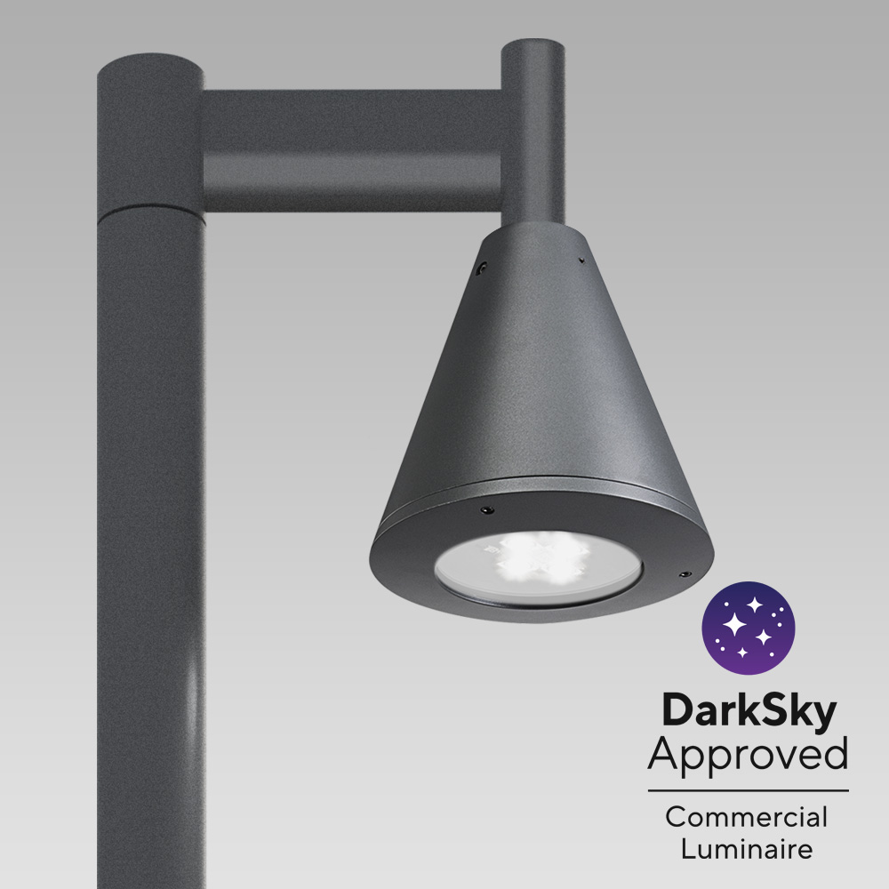 Illuminazione Urbana  Apparecchio per illuminazione urbana dal design conico, disponibile a parete, su palo o catenaria
