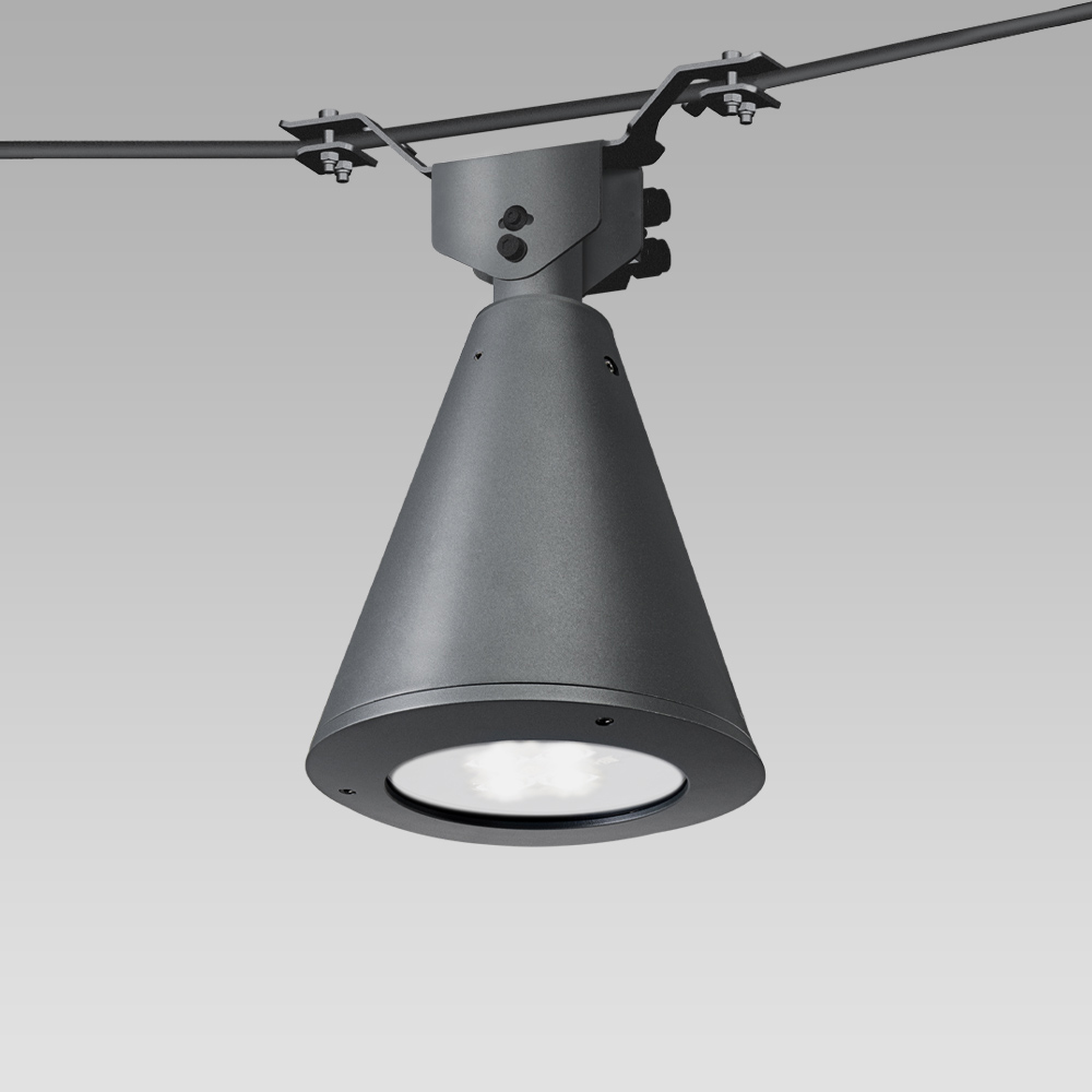 Illuminazione Urbana  Apparecchio per illuminazione urbana catenaria dal classico design di forma conica